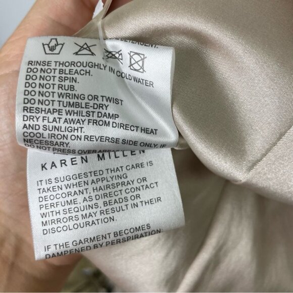 Karen Millen Champagne Rhinestone Collar Sleeveless  Formal‎ Occasion Satin Top - Picture 10 of 16